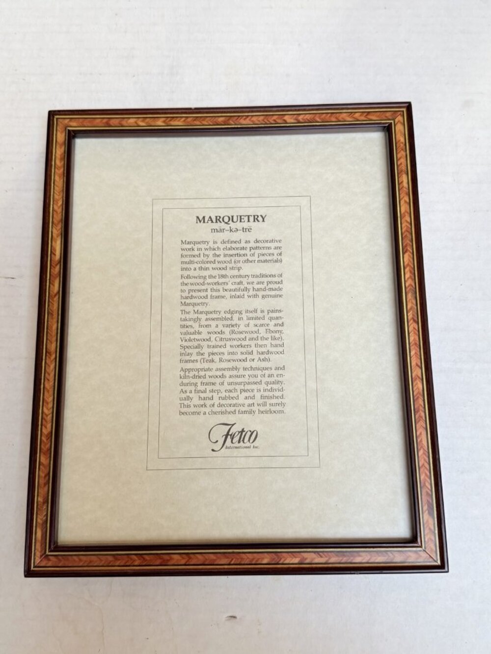 Vintage Fetco Marquetry Exotic Wood Picture Frame Photo Handcrafted Decor Gift